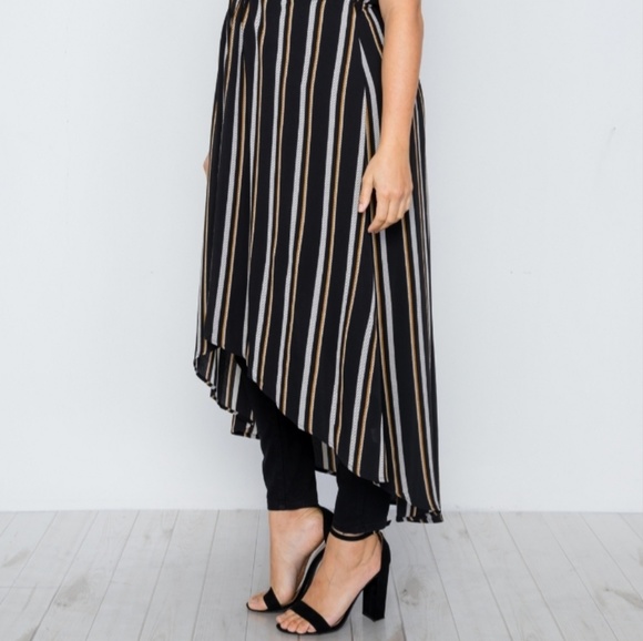 Plus Size Black Multi Stripe Kimono Cover Up Cardi - Picture 4 of 7